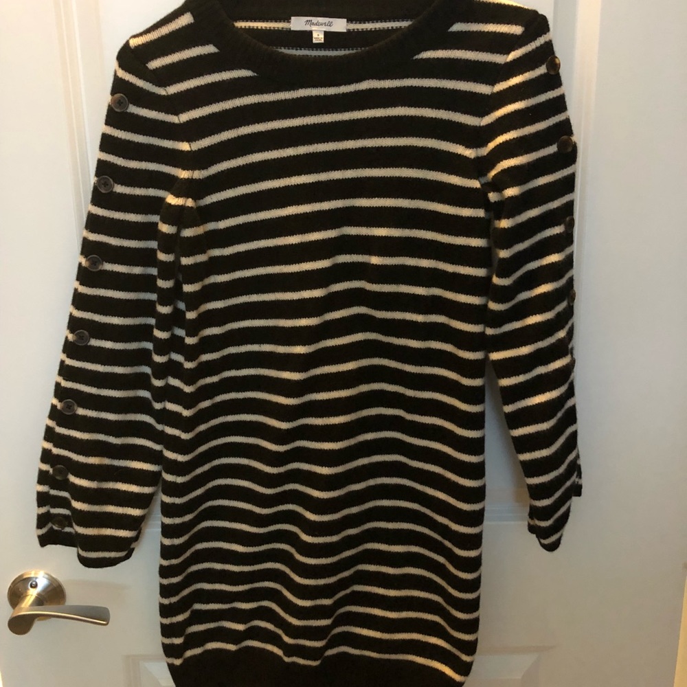Madewell striped sweater dress navy and white